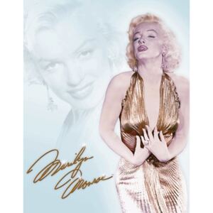 Plechová cedule: Marilyn Monroe (Zlaté Šaty) - 40x30 cm