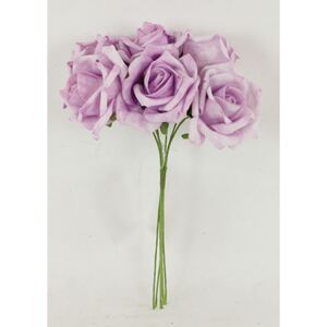 Růžičky, puget 6ks, barva fialová. Květina umělá pěnová. PRZ755461