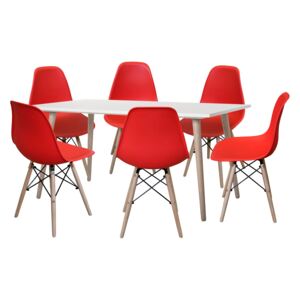 Idea Jídelní stůl GÖTEBORG 50 + 6 židlí UNO červené