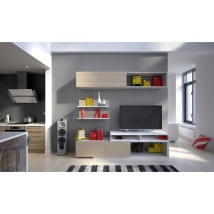 Kvalitní obývací stěna Board bílá / dub sonoma