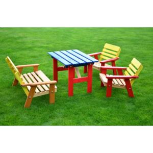 KASIA souprava dětského zahradního nábytku FSC stůl + lavice + 2x křeslo