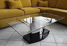 CZ Nábytkář - Kasvo Konferenční stolek HUSUM | Varianta: stříbrná noha / černé sklo dole
