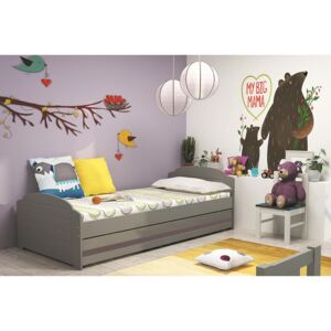 Dětská postel LILI 90x200 cm, grafitová/grafitová Pěnová matrace