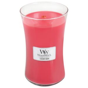 WoodWick - vonná svíčka Třešňová kůra 623g (Cherry Bark. Potěšení pro vaše smysly se sladkou vůní třešně, šlehačky, vanilkového krému a teplého jantaru obohacená o švestkové akcenty.)