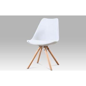 Jídelní židle CT-233 WT plast a ekokůže bílá, masiv buk