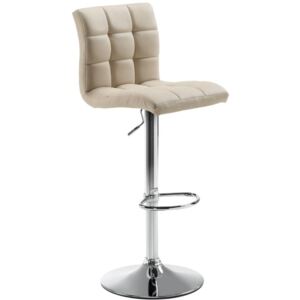 Béžová koženková barová židle LaForma Lodi 60-81 cm s chromovou podnoží