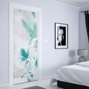 GLIX Fototapeta na dveře - Modern Flowers Green | 91x211 cm