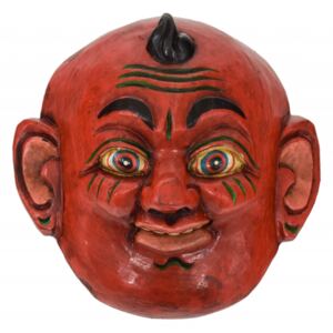 Dřevěná maska, "Joker", ručně vyřezávaná, malovaná, 17x9x15cm