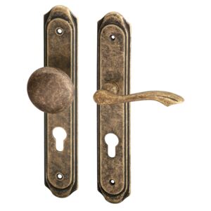 AC-T servis ACT dveřní klika RUSTIK OV (patina bronz) Provedení: K PZ RE (klika PRAVÁ - koule), Rozteč: 90 mm