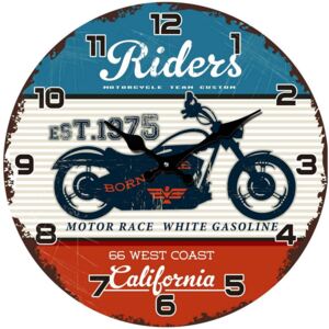 Postershop Nástěnné skleněné hodiny: Riders (motorcycle team custom) - 34 cm