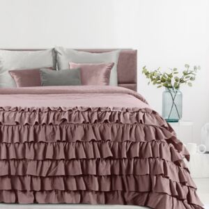 Přehoz na postel s volánky LJUBA 220x240 cm růžová Mybesthome