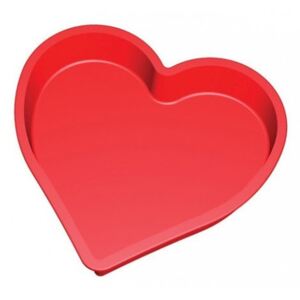 Červená silikonová forma ve tvaru srdce na pečení Lékué