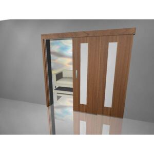 Posuvné dveře Posuvné dveře dvoukřídlé sklo vertikas ořech dijon lamino 18mm