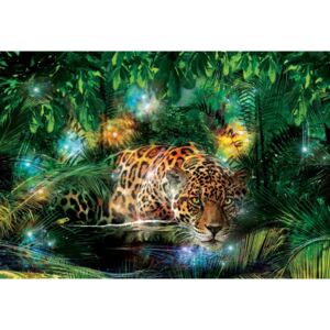 GLIX Fototapeta na dveře - Magical Jungle Jaguar + lepidlo ZDARMA