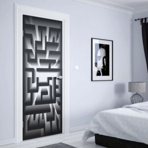 GLIX Fototapeta na dveře - 3D Geometric Black And White Maze + lepidlo ZDARMA