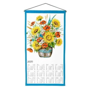 Forbyt Kalendář textilní, Květiny 2020 S hůlkou Výběr: S hůlkou