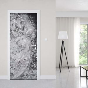 GLIX Fototapeta na dveře - 3D Ornamental Floral Design Black And Grey1 + lepidlo ZDARMA
