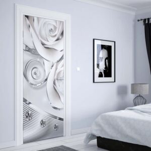 GLIX Fototapeta na dveře - 3D Luxury Ornamental Design Diamonds And Roses Silver + lepidlo ZDARMA
