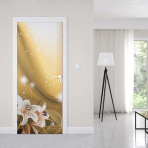 GLIX Fototapeta na dveře - Lillies Sparkles Gold Modern Floral Design + lepidlo ZDARMA