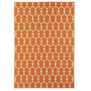 Oranžový vysoce odolný koberec vhodný do exteriéru Webtappeti Trellis, 133 x 190 cm