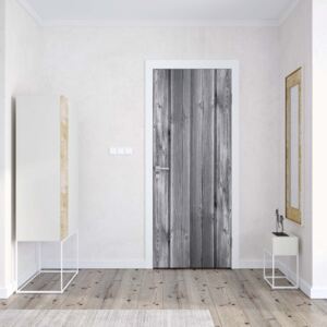 GLIX Fototapeta na dveře - Wood Plank Texture Grey + lepidlo ZDARMA