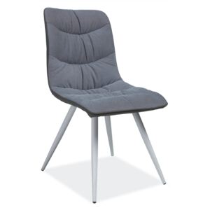 Jídelní židle - EVITA, kovové nohy v bílé barvě, šedá tap.51