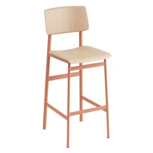 Muuto Barová židle Loft 75 cm, dusty rose/oak