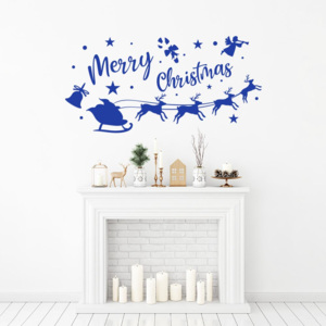 Merry Christmas Santa I. - samolepka na zeď Modrá 50 x 25 cm
