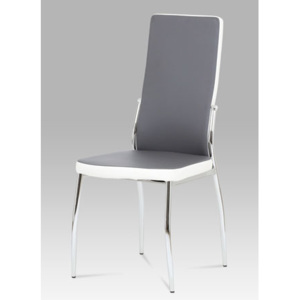 Autronic Jídelní židle koženka šedá + bílá AC-1693 GREY