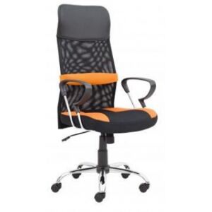 Kancelářská otočná židle STEFANIA — látka/síť, více barev Černo-oranžová