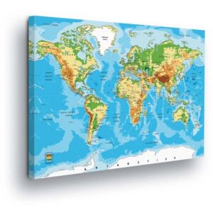 Obraz na plátně GLIX - Mapa Světa 80x60 cm