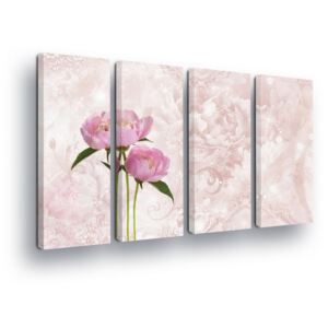 Obraz na plátně GLIX - Růžové Květiny 4 x 30x80 cm