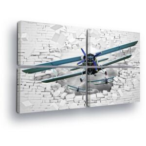 Obraz na plátně GLIX - Modré Letadlo 4 x 60x40 cm