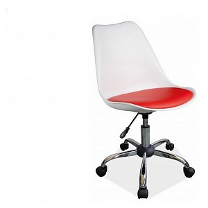 Kancelářská židle čalouněná v kombinaci bílá a červená ekokůže OF069