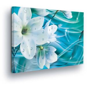 Obraz na plátně GLIX - Bílý Květ na Azurovém Podkladu 80x60 cm