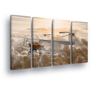 Obraz na plátně GLIX - Letadlo v Oblacích 4 x 30x80 cm