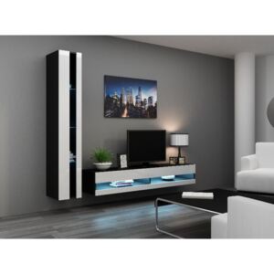 Obývací stěna VIGO NEW 8, černo/bílá (Moderní systém obývací stěny)