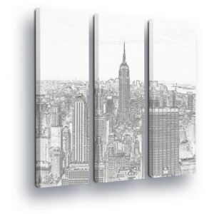 Obraz na plátně GLIX - Bílý New York 3 x 30x100 cm