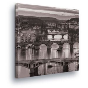 Obraz na plátně GLIX - Černobílá Praha 80x80 cm