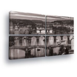 Obraz na plátně GLIX - Černobílá Praha 4 x 60x40 cm