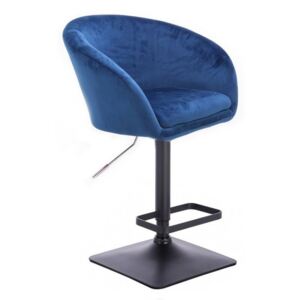 Barová židle VENICE VELUR na černé podstavě - modrá