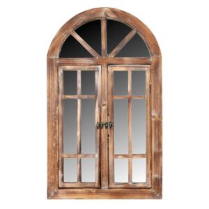 Dřevěná okenice se zrcadlem MSL1123ABR - hnědá (46x2x75 cm) venkovský stylu