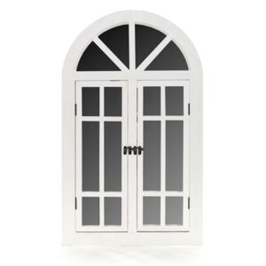 Dřevěná okenice se zrcadlem MSL1123A - bílá (46x2x75 cm) venkovský stylu