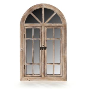 Dřevěná okenice se zrcadlem MSL1123A - naturální barva (46x2x75 cm) venkovský stylu