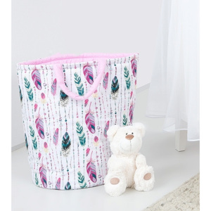 Mamo Tato Box na hračky - oboustranný, růžové peří / růžový