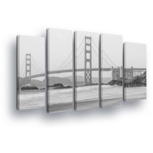 Obraz na plátně GLIX - Černobílý Golden Gate 2 x 30x80 / 3 x 30x100 cm
