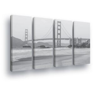 Obraz na plátně GLIX - Černobílý Golden Gate 4 x 30x80 cm