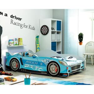 Dětská postel auto CARS 80x160 cm, modrá Pěnová matrace