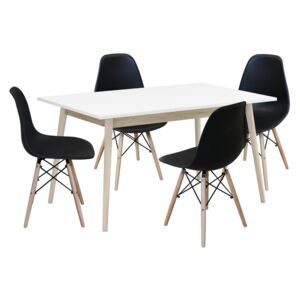 Idea Jídelní stůl NATURE + 4 židle UNO černé