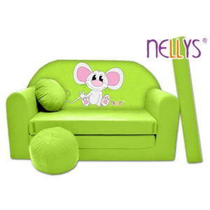 Rozkládací dětská pohovka Nellys ® Myška v zeleném